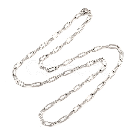 304 Stainless Steel Paperclip Chain Necklace for Women NJEW-C011-03P-02-1