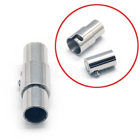 304 Stainless Steel Locking Tube Magnetic Clasps X-STAS-E006-65-1
