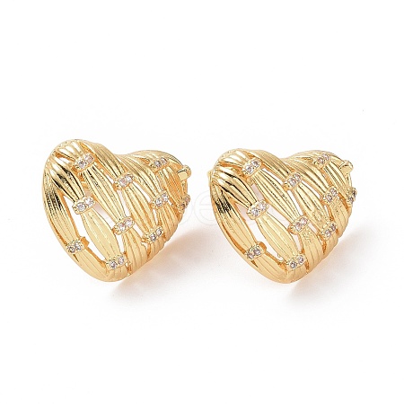 Cubic Zirconia Heart Stud Earrings EJEW-C008-21G-01-1