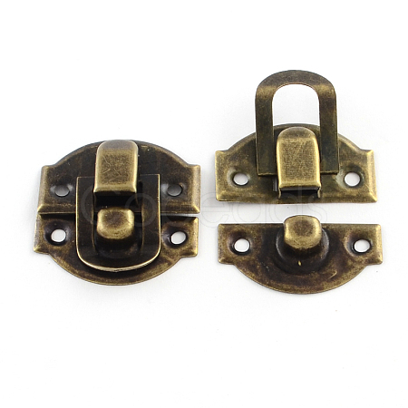 Wooden Box Lock Catch Clasps IFIN-R203-47AB-1