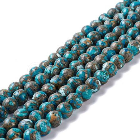 Assembled Synthetic Pyrite and Dyed Howlite Beads Strands G-K317-A03-05-1