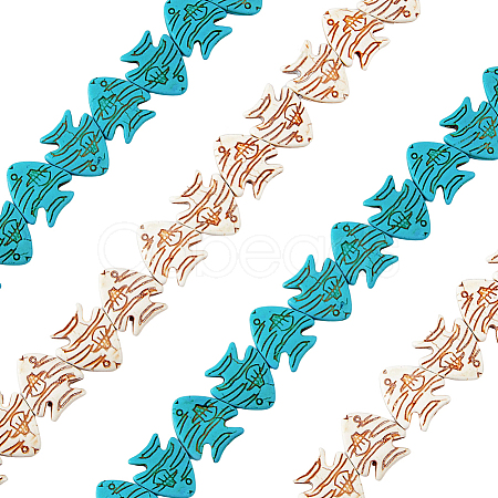 SUPERFINDINGS 4 Strands 2 Colors Ocean Theme Synthetic Turquoise Beads Strands G-FH0001-94-1