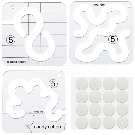 Gorgecraft 3Pcs 3 Styles Quilting Template TOOL-GF0003-39-1