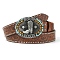 Boho Imitation Leather Chain Belts, with Alloy Buckles, Oval, Sienna, 47-1/4 inch(120cm)