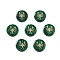 Synthetic Malachite Beads, with Golden Tone Brass Slices, Flat Round with Constellations, Scorpio, 15x4mm, Hole: 1mm