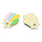 Alloy Enamel Pendants, Cadmium Free & Lead Free, Star with Rainbow, Golden, Colorful, 20.5x22.5x1.3mm, Hole: 1.6mm