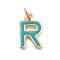 Rack Plating Brass Pendants, with Enamel and Jump Ring, Cadmium Free & Lead Free, Long-Lasting Plated, Real 18K Gold Plated, Letter, Letter R, 11.5x7x1mm, Hole: 2.5mm