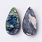 Electroplated Natural Druzy Agate Cabochons, teardrop, Green Plated, 20x10x4~8.5mm