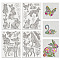 4 Sheets 11.6x8.2 Inch Stick and Stitch Embroidery Patterns, Non-woven Fabrics Water Soluble Embroidery Stabilizers, Animals, 297x210mmm