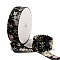 20 Yards Flower Printed Polyester Ribbon, Double Wavy Edged Ribbon for Gift Wrapping, Black, 1 inch(25mm), about 20.00 Yards(18.29m)/Roll