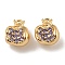 Brass Micro Pave Clear Cubic Zirconia Charms, Real 18K Gold Plated, Oval, Lavender, 10.5x9.5x6.5mm, Hole: 1.5mm