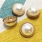 Alloy Shank Buttons, with Imitation Pearl Beads, 1-Hole, Half Round, Golden, 20mm