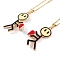 Valentine's Day 2Pcs Alloy Enamel Magnetic Heart Pendant Necklaces, Cable Chains, Golden, 23.62 inch(60cm)