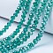 Electroplate Glass Beads Strands, AB Color Plated, Faceted, Rondelle, Green, 2.3~2.7x2mm, Hole: 0.4mm, about 150~155pcs/strand, 12.60~12.99 inch(32~33cm)