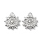 Rack Plating Brass Micro Pave Cubic Zirconia Pendants, Sun Charm, Real Platinum Plated, 13x12x2.5mm, Hole: 1.4mm