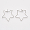 Non-Tarnish 304 Stainless Steel Hoop Earring Findings, Star, Stainless Steel Color, 21 Gauge, 29x30x0.7mm, Pin: 0.7mm