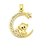 Brass Micro Pave Clear Cubic Zirconia Pendant, The 12 Chinese Zodiac, Monkey, 21x16.5x2.5mm, Hole: 5x2.8mm