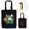 DIY Flower Pattern Tote Bag Embroidery Making Kit, Including Embroidery Needles & Thread, Cotton Cloth Bag, Plastic Embroidery Frame, Black, 615mm