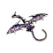 Alloy Rhinestone Cabochons, Dragon, Antique Silver, Purple, 57x67.5x9mm