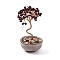 Natural Garnet Chips Tree Decorations, Ceramic Bowl Base Copper Wire Feng Shui Energy Stone Gift for Home Desktop Decoration, 60~65x120~130mm