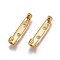 304 Stainless Steel Brooch Findings, Real 18K Gold Plated, 25x5mm, Pin: 0.67mm