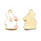 Alloy Pendants, with Enamel, Rabbit, Light Gold, White, 22x13x2mm, Hole: 2mm