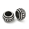 316 Surgical Stainless Steel Large Hole Beads, Textured Rondelle, Antique Silver, 8x13x8mm, Hole: 7mm