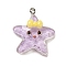 Marine Animal Series Resin Pendants, With Platinum Iron Loop & Glitter, Starfish, 27x24x8.5mm, Hole: 1.8mm