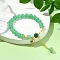 Natural Malaysia Jade Beads Stretch Bracelets for Women, with Golden Alloy Enamel Charm, Pearl Shell Beads, Cat, Inner Diameter: 2 inch(5cm)