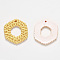 Resin Pendants, Imitation Woven Rattan Pattern, Hexagon, Yellow, 38x35x4mm, Hole: 2.5mm