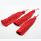 Nylon Tassel Big Pendants, Red, 105x11mm