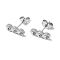 Non-Tarnish 304 Stainless Steel Stud Earring Findings, with Rhinestone Settng and Ear Nuts, Flat Round, Stainless Steel Color, Fit For 2.5mm Rhinetstone, 12.5x4.5mm, Pin: 0.7mm