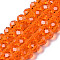 Glass Beads Strands, Faceted, Rondelle, Dark Orange, 8x6mm, Hole: 1mm, about 63~65pcs/strand, 39~40cm