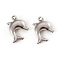 Tarnish Resistant 304 Stainless Steel Pendants, Dolphin, Stainless Steel Color, 16x10x3mm, Hole: 1mm