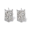 Brass Micro Pave Cubic Zirconia Stud Earring Findings, Rectangle, Real Platinum Plated, 17.5x12.5mm, Hole: 1.8mm, Pin: 0.8mm