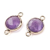 Natural Amethyst Connector Charms G-C102-09F-G-2