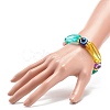 7Pcs 7 Color Acrylic Curved Tube & Plastic Evil Eye Beaded Stretch Bracelets Set BJEW-JB08962-4