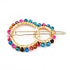 Alloy Hollow Geometric Natural Agate Beads Hair Barrettes PHAR-JH00059-01-2