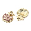 Golden Rack Plating Alloy Rhinestone Pendants PALLOY-F308-22G-02-2