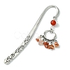 5Pcs 5 Style Ring Alloy Pendant Bookmarks with Gemstone Chip Tassels AJEW-TA00009-4