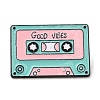 Cassette with Word Good Vibes Enamel Pins JEWB-I025-02C-1