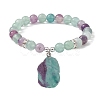 Natural Rainbow Fluorite & Synthetic Hematite Beaded Stretch Bracelet BJEW-JB09760-01-1