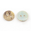 2-Hole Flat Round Sea Shell Buttons SSHEL-Q295-03-2