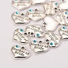 Wedding Party Supply Antique Silver Alloy Rhinestone Heart Carved Word Brother of Bride Wedding Family Charms X-TIBEP-N005-27-3