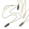 Natural Mixed Gemstone Faceted Bullet Shape Copper Wire Star Wrapped Pendant Necklaces NJEW-JN05024-01-1