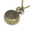 Alloy Flat Round with Horse Pendant Necklace Pocket Watch WACH-N011-84-3
