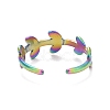 Ion Plating(IP) Rainbow Color 304 Stainless Steel Leaf Wrap Open Cuff Ring for Women RJEW-C025-15M-3