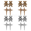 DELORIGIN 8Pcs 4 Style 4 Pointed Star & Bear Alloy Adjustable Jean Button Pins AJEW-DR0001-33-1