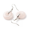 Natural Rose Quartz Donut Dangle Earrings EJEW-G300-01P-01-3