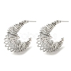 Brass Crescent Moon Stud Earrings EJEW-K264-05P-1